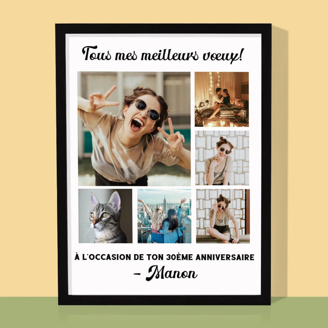 Collage Photo: Collage De Photos D'Anniversaire - Impression Encadrée 30X40