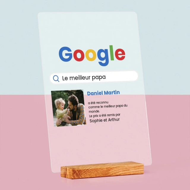 Zdjęcie i Podpis: Najlepszy Tata Wynik Google - Wydruk Na Szkle Akrylowym | DE TEST