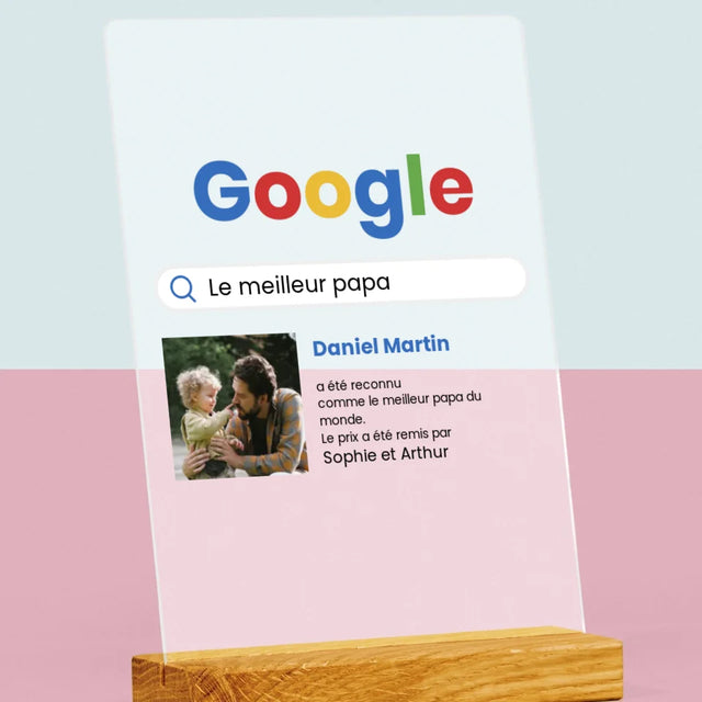 Zdjęcie i Podpis: Najlepszy Tata Wynik Google - Wydruk Na Szkle Akrylowym | DE TEST