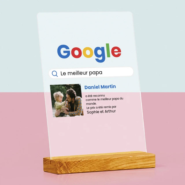 Zdjęcie i Podpis: Najlepszy Tata Wynik Google - Wydruk Na Szkle Akrylowym | DE TEST