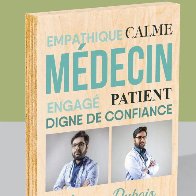Collage Photo: Docteur Caractéristiques - Impression Sur Bois