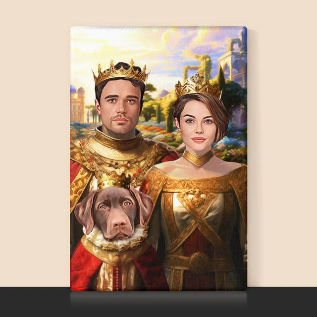 Le Portrait Royal : Couple Royal Avec Animal De Compagnie - Imprimez Avec Votre Photo 