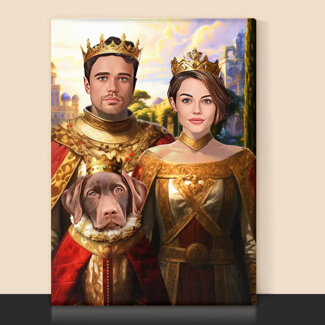 Le Portrait Royal : Couple Royal Avec Animal De Compagnie - Imprimez Avec Votre Photo 