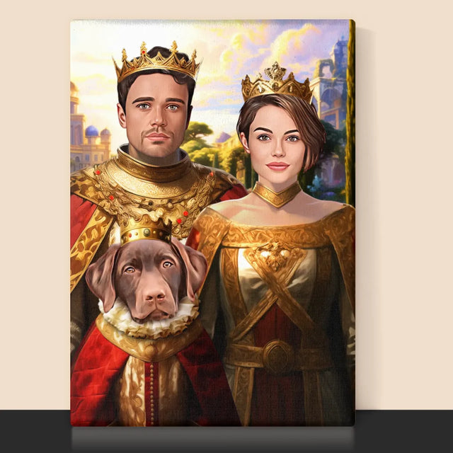 Le Portrait Royal : Couple Royal Avec Animal De Compagnie - Imprimez Avec Votre Photo 