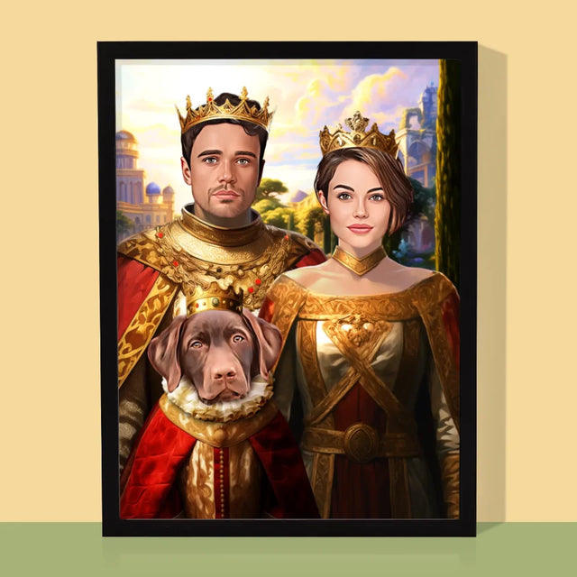 Le Portrait Royal : Couple Royal Avec Animal De Compagnie - Imprimez Avec Votre Photo 