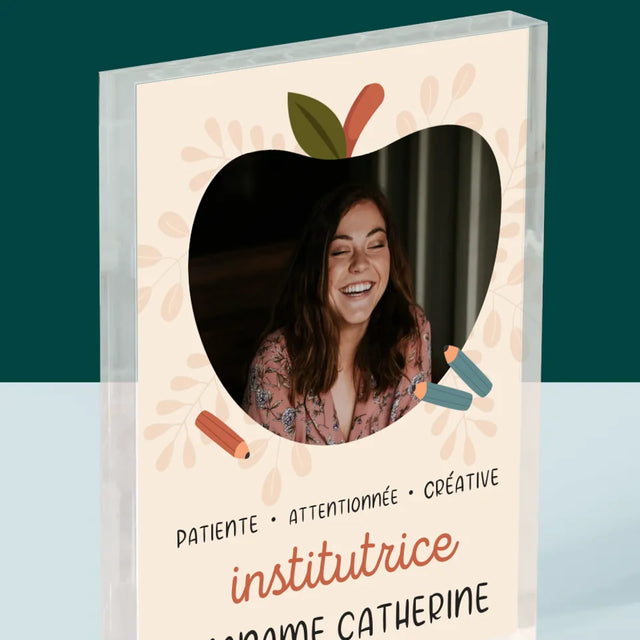 La Photo Et Un Texte: Institutrice - Bloc Acrylique