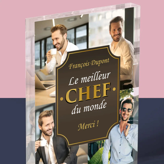 Le Collage Photo: Le Meilleur Patron - Bloc Acrylique