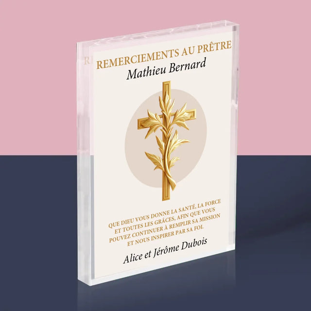 Le Prénom Et Un Texte: Remerciements Au Prêtre  - Bloc Acrylique