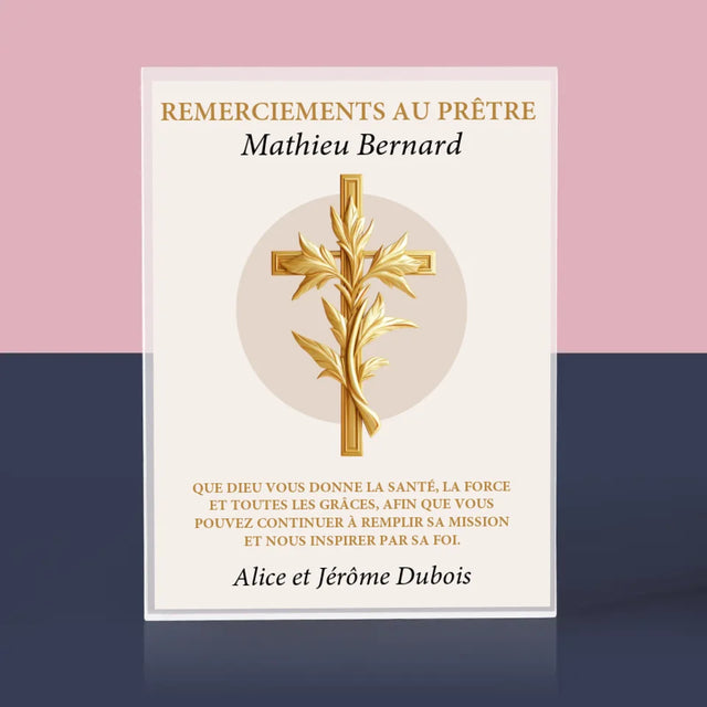 Le Prénom Et Un Texte: Remerciements Au Prêtre  - Bloc Acrylique