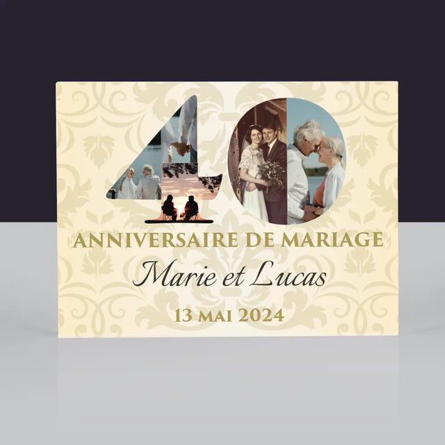 Collage Photo De Lettre: 40E Anniversaire De Mariage - Bloc Acrylique