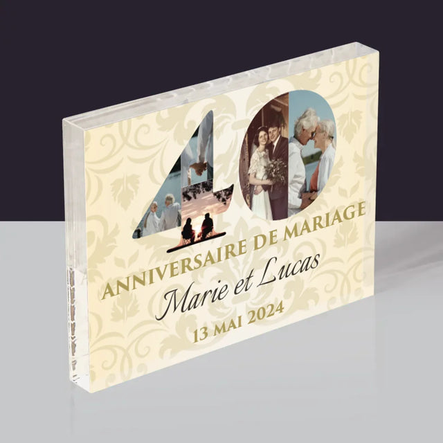 Collage Photo De Lettre: 40E Anniversaire De Mariage - Bloc Acrylique