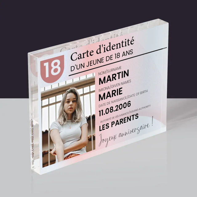 La Photo Et Un Texte: Carte D'Identité - Bloc Acrylique