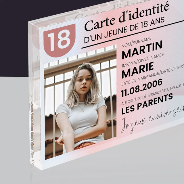 La Photo Et Un Texte: Carte D'Identité - Bloc Acrylique