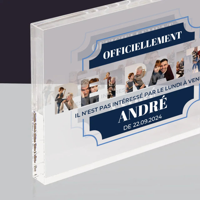 Collage Photo De Lettre: Officiellement Retraité - Bloc Acrylique