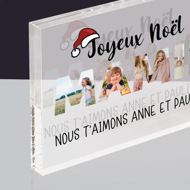 Collage Photo De Lettre: Joyeux Noël Mamie - Bloc Acrylique