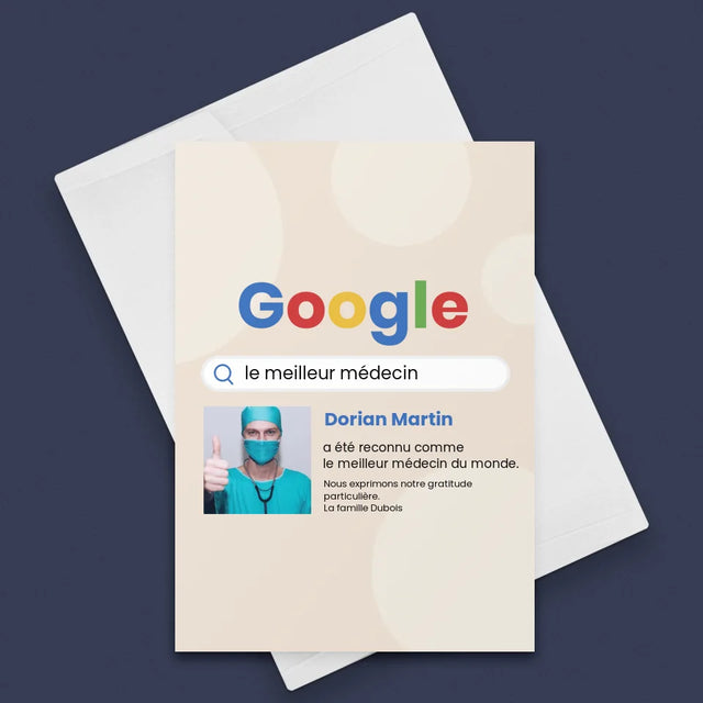 La Photo Et Un Texte: Meilleur Médecin Résultat Google - Carte De Vœux