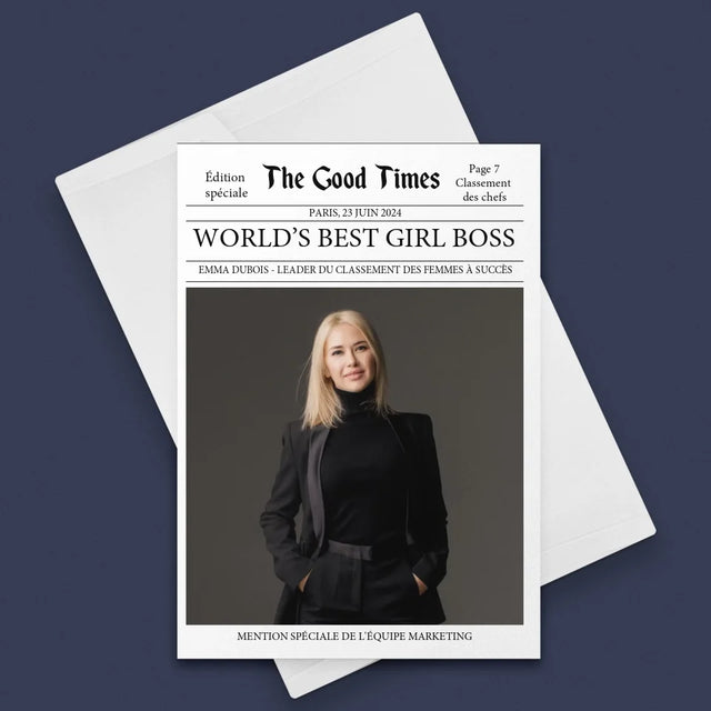 La Couverture De Magazine: World’S Best Girl Boss - Carte De Vœux