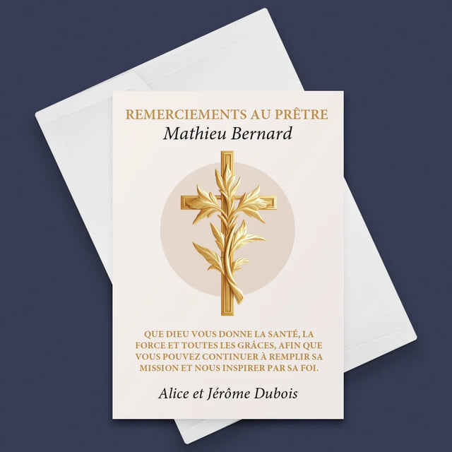 Le Prénom Et Un Texte: Remerciements Au Prêtre  - Carte De Vœux