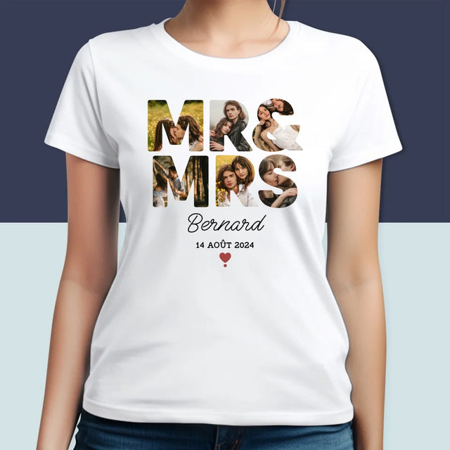 Collage Photo De Lettre: Mr&Mrs - T-Shirt Pour Femmes