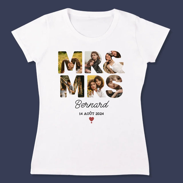 Collage Photo De Lettre: Mr&Mrs - T-Shirt Pour Femmes