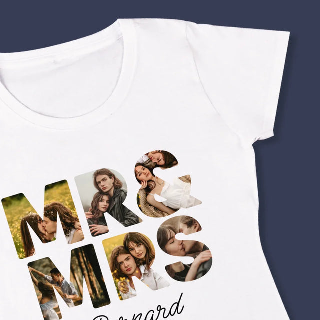 Collage Photo De Lettre: Mr&Mrs - T-Shirt Pour Femmes