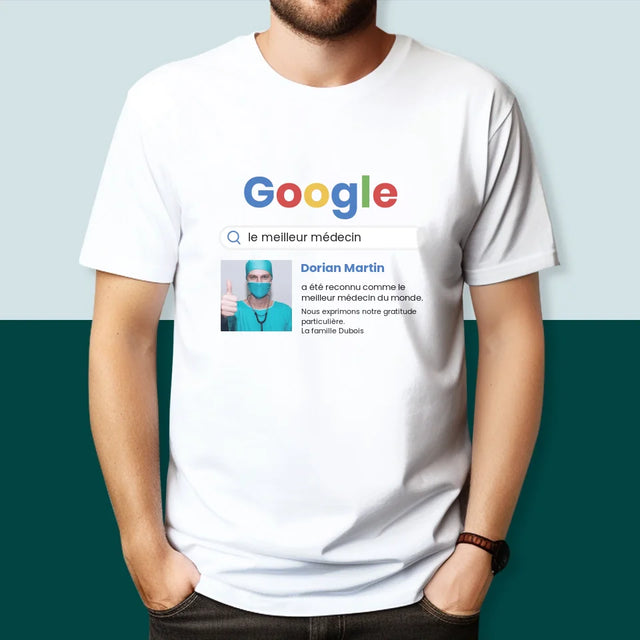 La Photo Et Un Texte: Meilleur Médecin Résultat Google - T-Shirt Pour Hommes