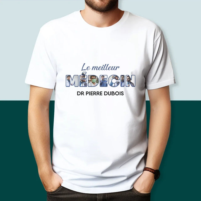 Collage Photo De Lettre: Le Meilleur Médecin - T-Shirt Pour Hommes