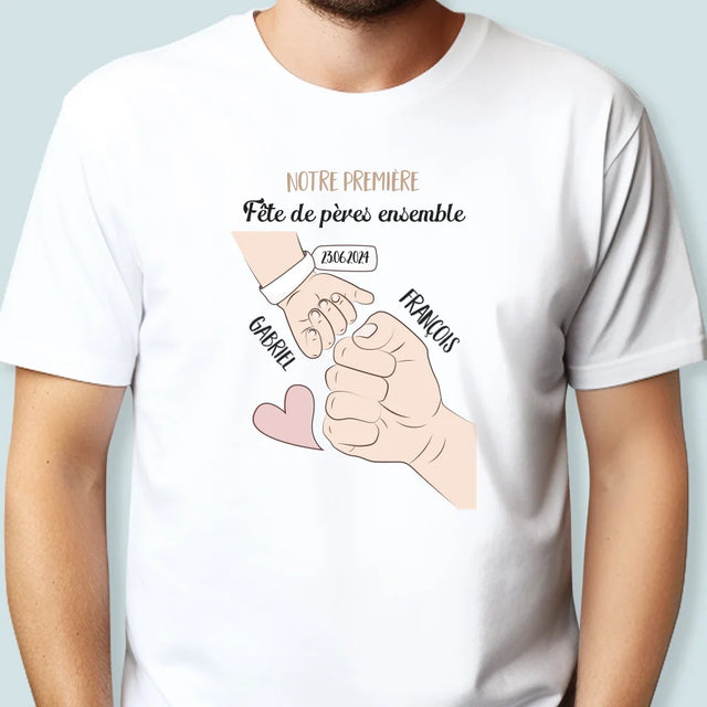 Le Prénom Et Un Texte: Première Fête Des Pères Ensemble - T-Shirt Pour Hommes