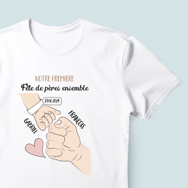 Le Prénom Et Un Texte: Première Fête Des Pères Ensemble - T-Shirt Pour Hommes