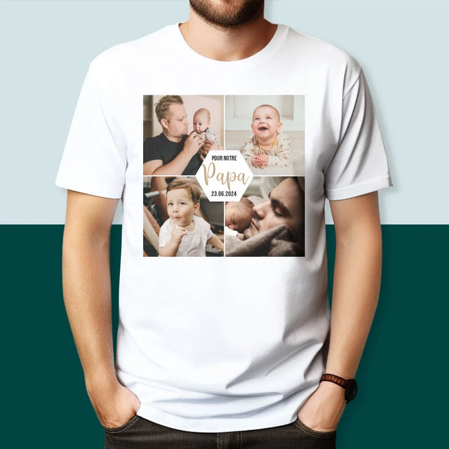 Le Collage Photo: Pour Notre Papa - T-Shirt Pour Hommes