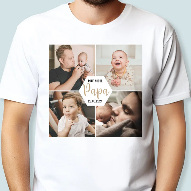 Le Collage Photo: Pour Notre Papa - T-Shirt Pour Hommes