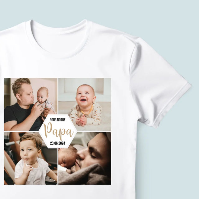 Le Collage Photo: Pour Notre Papa - T-Shirt Pour Hommes