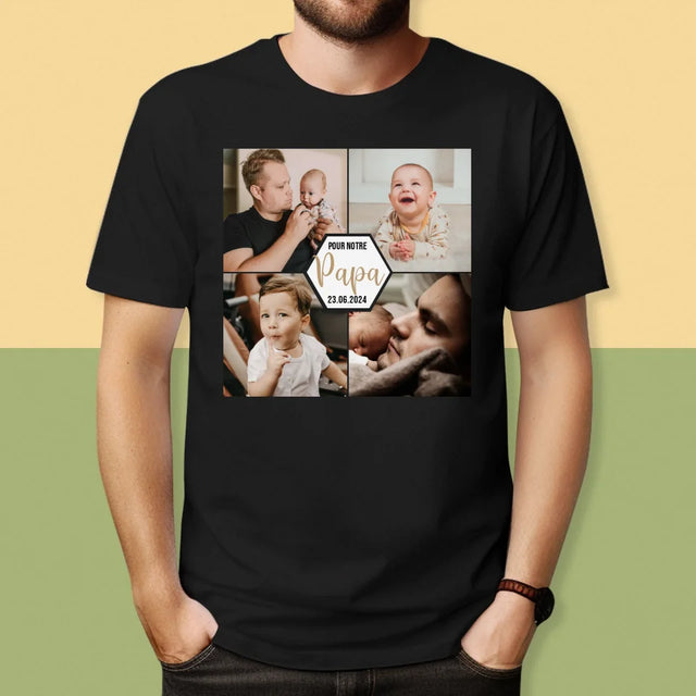 Le Collage Photo: Pour Notre Papa - T-Shirt Pour Hommes