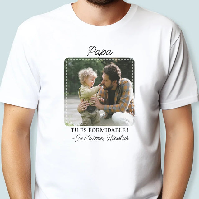 La Photo Et Un Texte: Papa Formidable - T-Shirt Pour Hommes