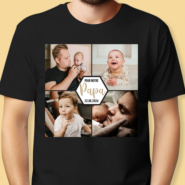 Le Collage Photo: Pour Notre Papa - T-Shirt Pour Hommes