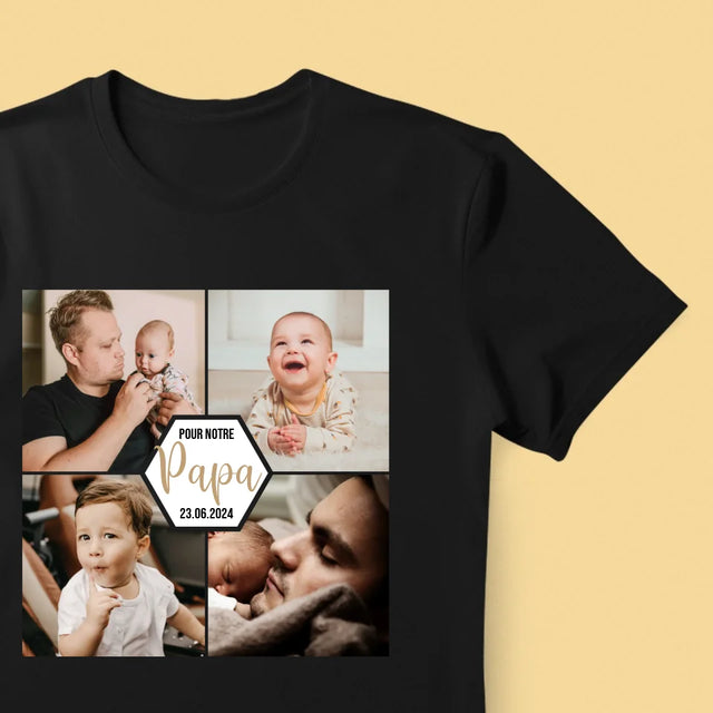 Le Collage Photo: Pour Notre Papa - T-Shirt Pour Hommes