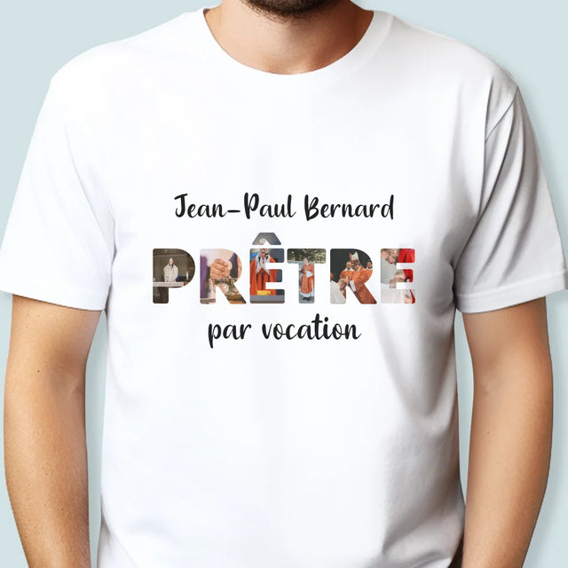 Collage Photo De Lettre: Prêtre Par Vocation - T-Shirt Pour Hommes