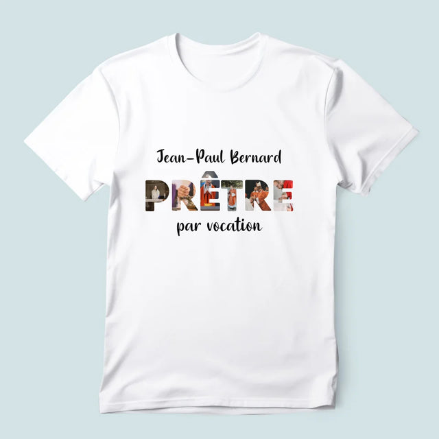 Collage Photo De Lettre: Prêtre Par Vocation - T-Shirt Pour Hommes