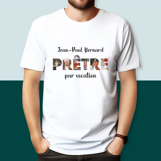 Collage Photo De Lettre: Prêtre Par Vocation - T-Shirt Pour Hommes