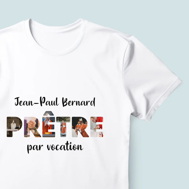 Collage Photo De Lettre: Prêtre Par Vocation - T-Shirt Pour Hommes