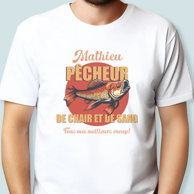 Le Prénom Et Un Texte: Pêcheur De Chair Et De Sang - T-Shirt Pour Hommes