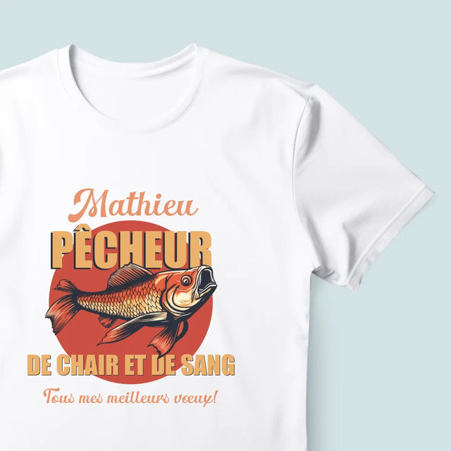 Le Prénom Et Un Texte: Pêcheur De Chair Et De Sang - T-Shirt Pour Hommes