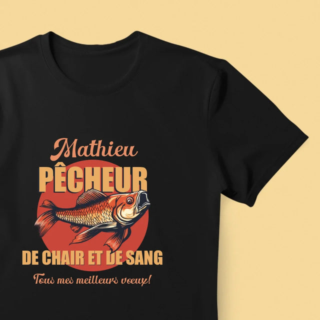 Le Prénom Et Un Texte: Pêcheur De Chair Et De Sang - T-Shirt Pour Hommes