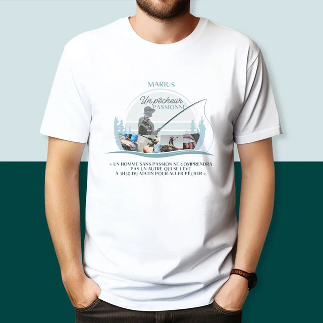 Forme Des Photos: Un Pêcheur Passionné - T-Shirt Pour Hommes