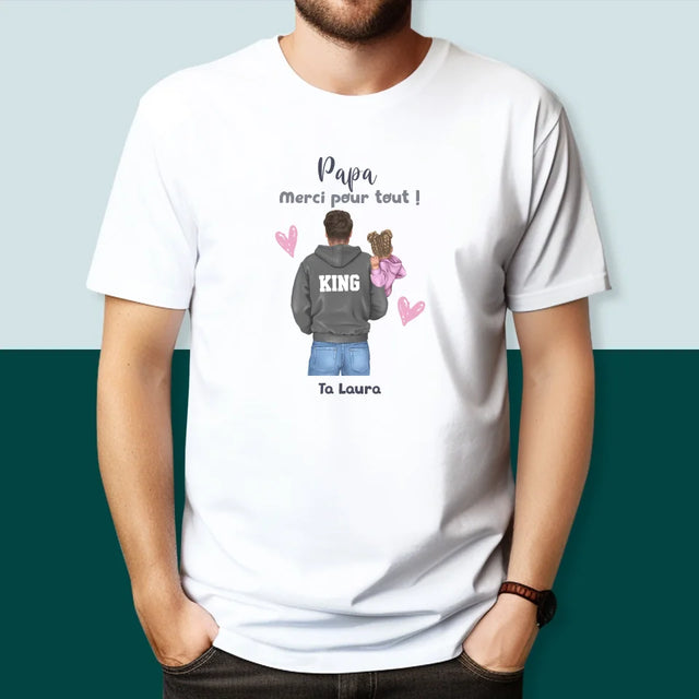 La Création Du Personnage: Papa Avec Enfant - T-Shirt Pour Hommes