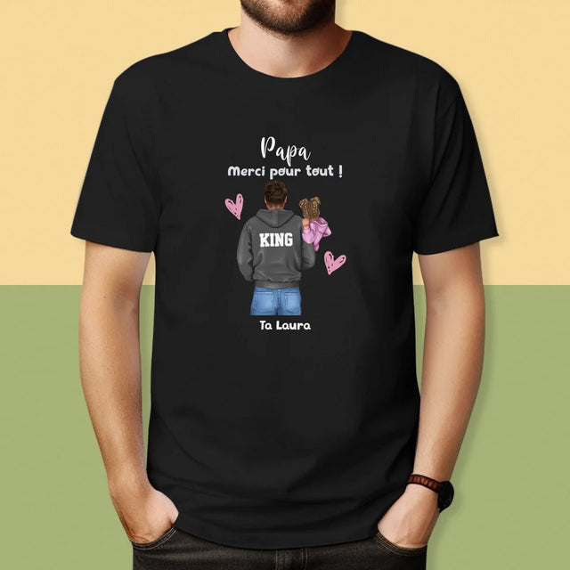 La Création Du Personnage: Papa Avec Enfant - T-Shirt Pour Hommes