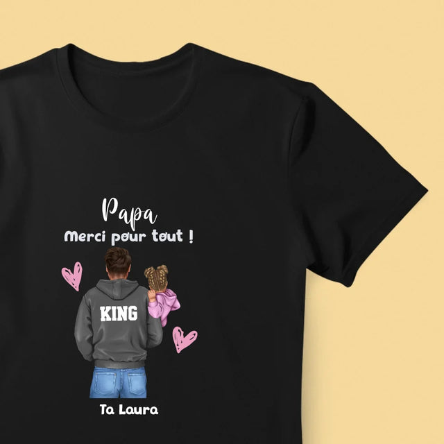 La Création Du Personnage: Papa Avec Enfant - T-Shirt Pour Hommes