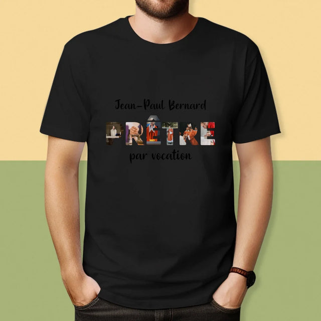 Collage Photo De Lettre: Prêtre Par Vocation - T-Shirt Pour Hommes