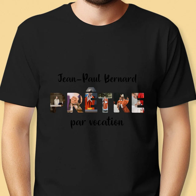 Collage Photo De Lettre: Prêtre Par Vocation - T-Shirt Pour Hommes