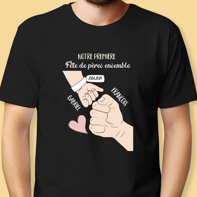 Le Prénom Et Un Texte: Première Fête Des Pères Ensemble - T-Shirt Pour Hommes